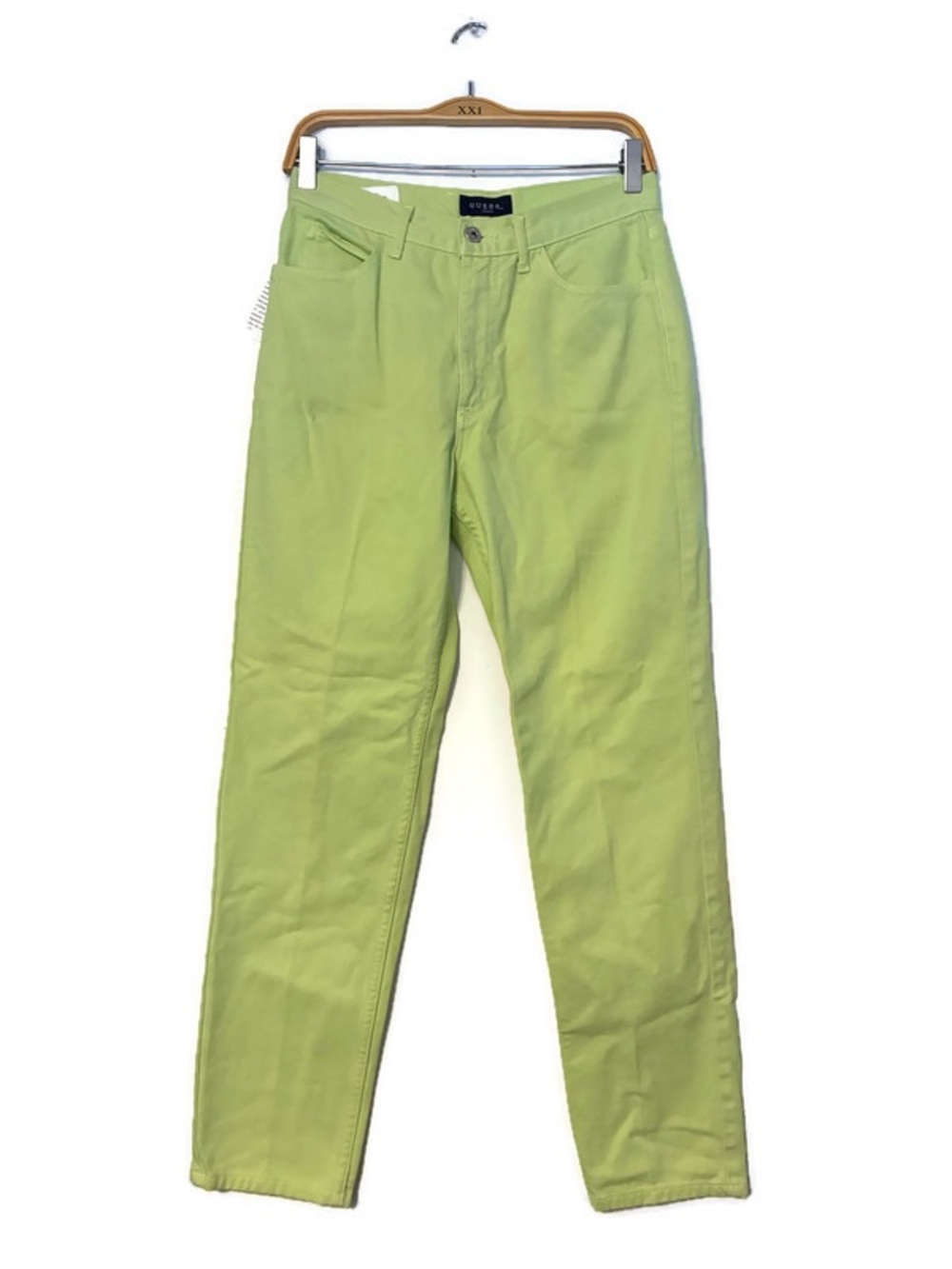 NWT GUESS Jeans Neon Lime Green 100% Cotton Narrow Leg Original Fit size 29 8